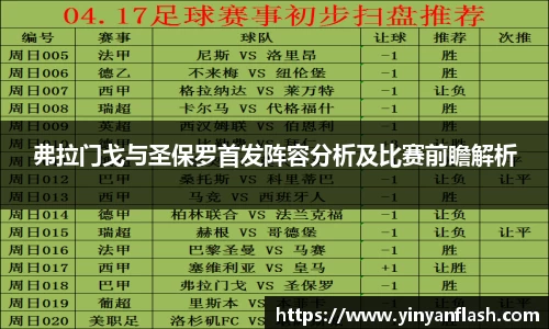 弗拉门戈与圣保罗首发阵容分析及比赛前瞻解析